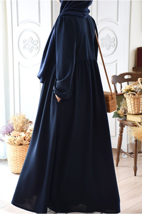 Abaya Hijab Fermée Crêpe Polyester Couleur Pierre Élégante et Pratique