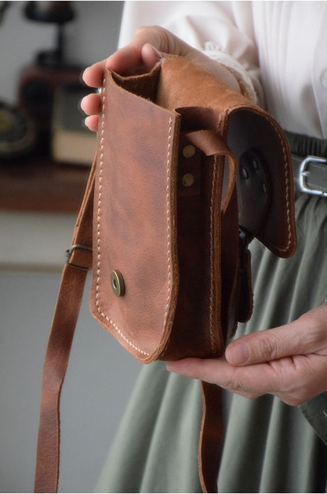 Sac Mini Cuir Véritable Fait Main, Doux, Compact et Élégant