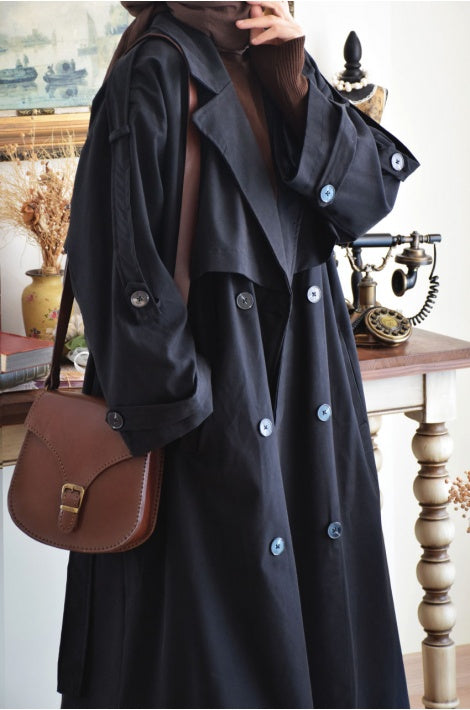 Trench Long Oversize Vert 125 cm – Imperméable Premium et Doublure Haute Qualité