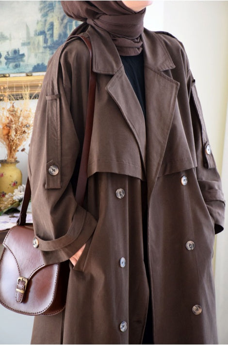 Trench Long Oversize Vert 125 cm – Imperméable Premium et Doublure Haute Qualité