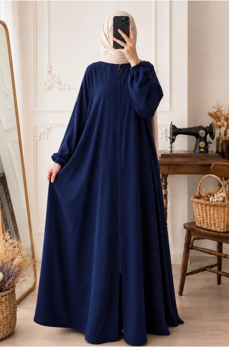 robe abaya  Zippée Longue Tissu Aerobin Coupe Standard Vert