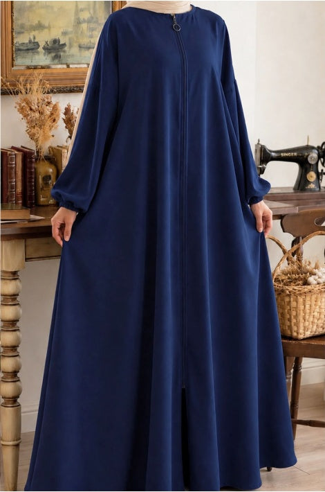 robe abaya  Zippée Longue Tissu Aerobin Coupe Standard Vert