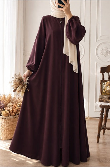 robe abaya  Zippée Longue Tissu Aerobin Coupe Standard Vert