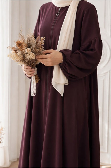 robe abaya  Zippée Longue Tissu Aerobin Coupe Standard Vert
