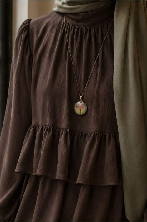 Robe Longue Femme Mousseline Crêpe Doublée Noir