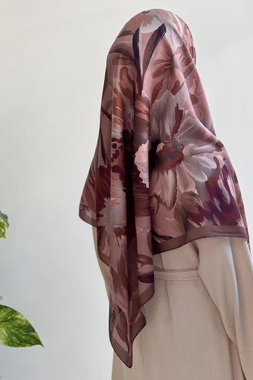 Foulard en coton imprimé Aden couleur café doux léger