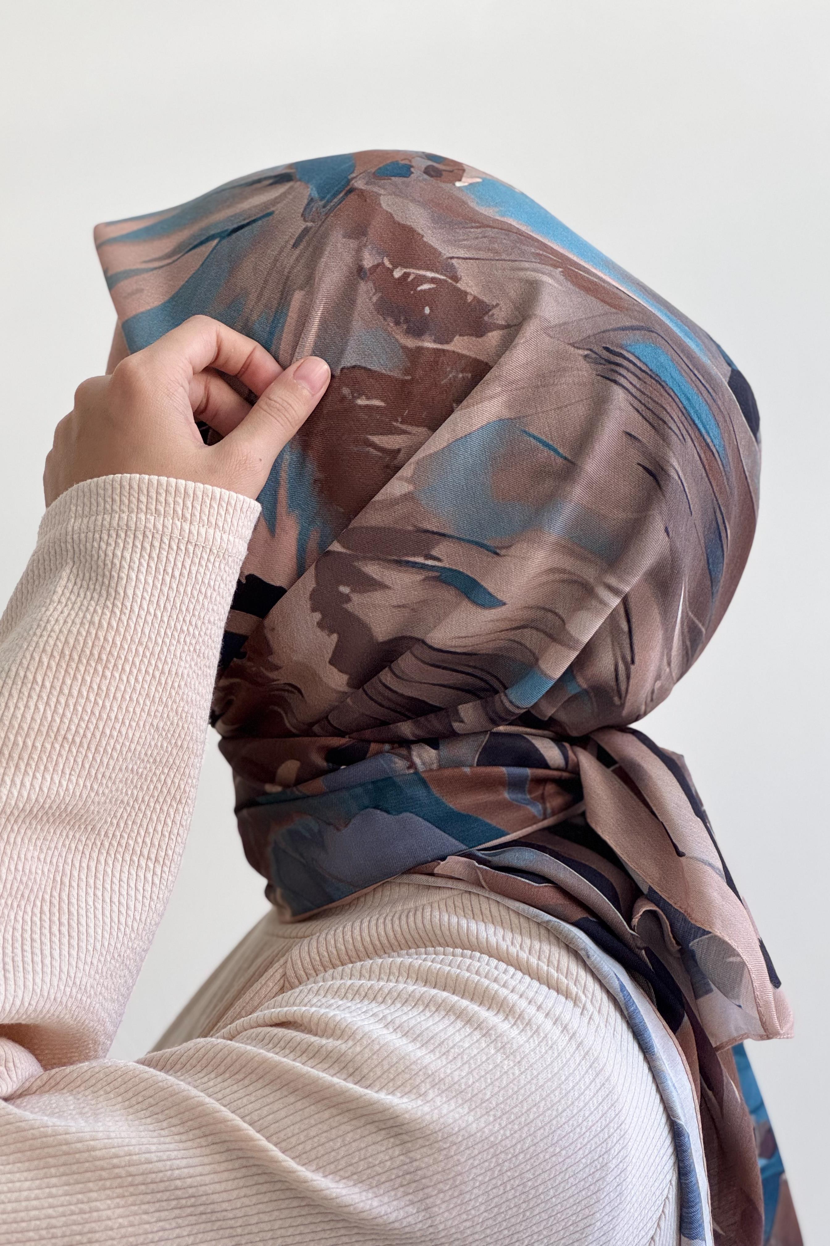 Foulard en coton imprimé Aden couleur café doux léger