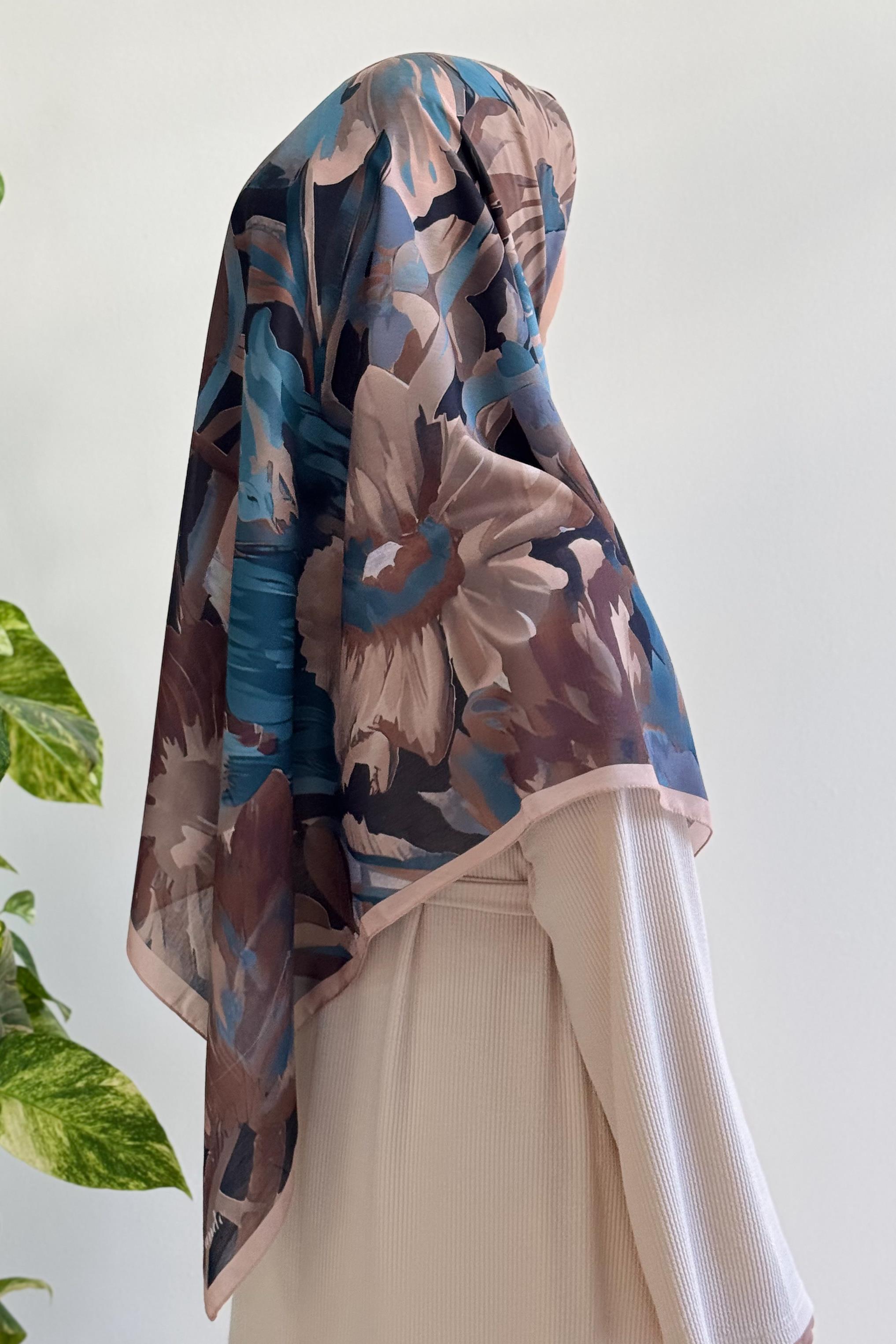 Foulard en coton imprimé Aden couleur café doux léger