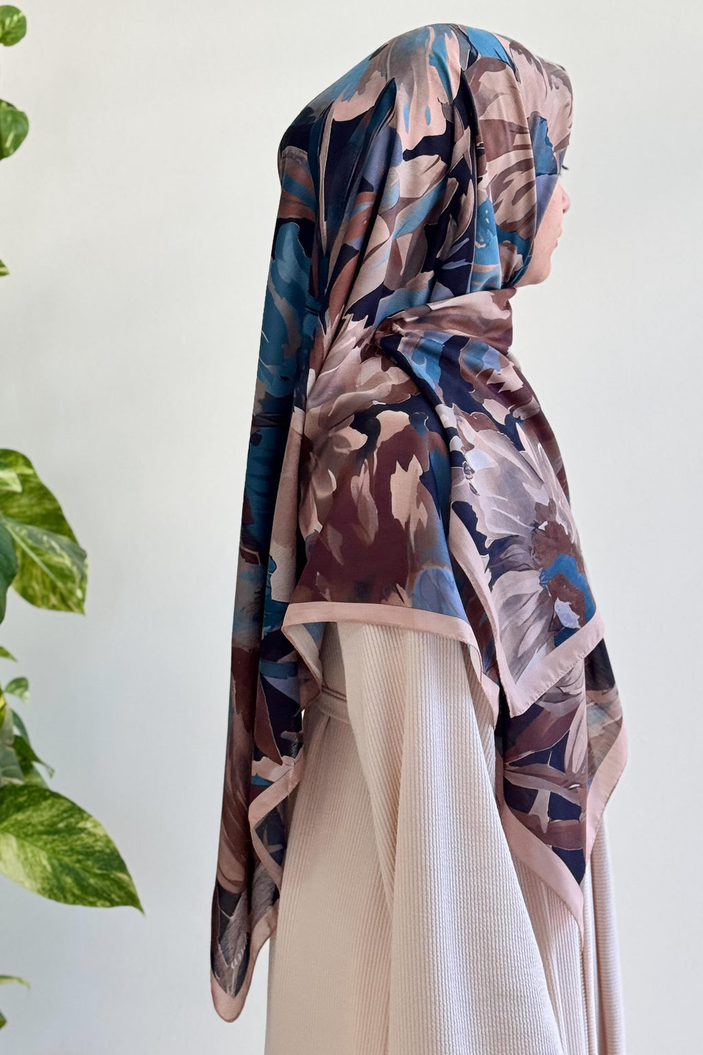 Foulard en coton imprimé Aden couleur café doux léger