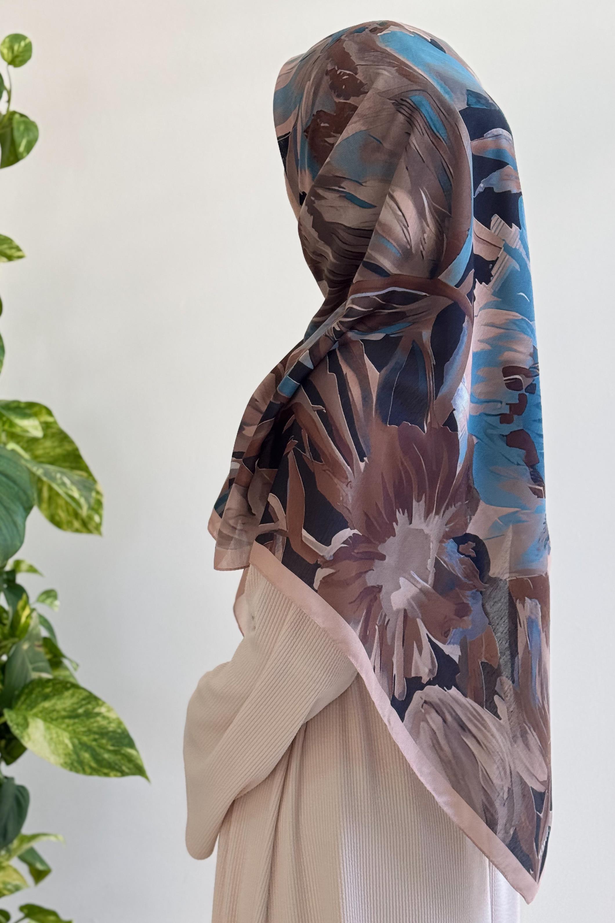 Foulard en coton imprimé Aden couleur café doux léger