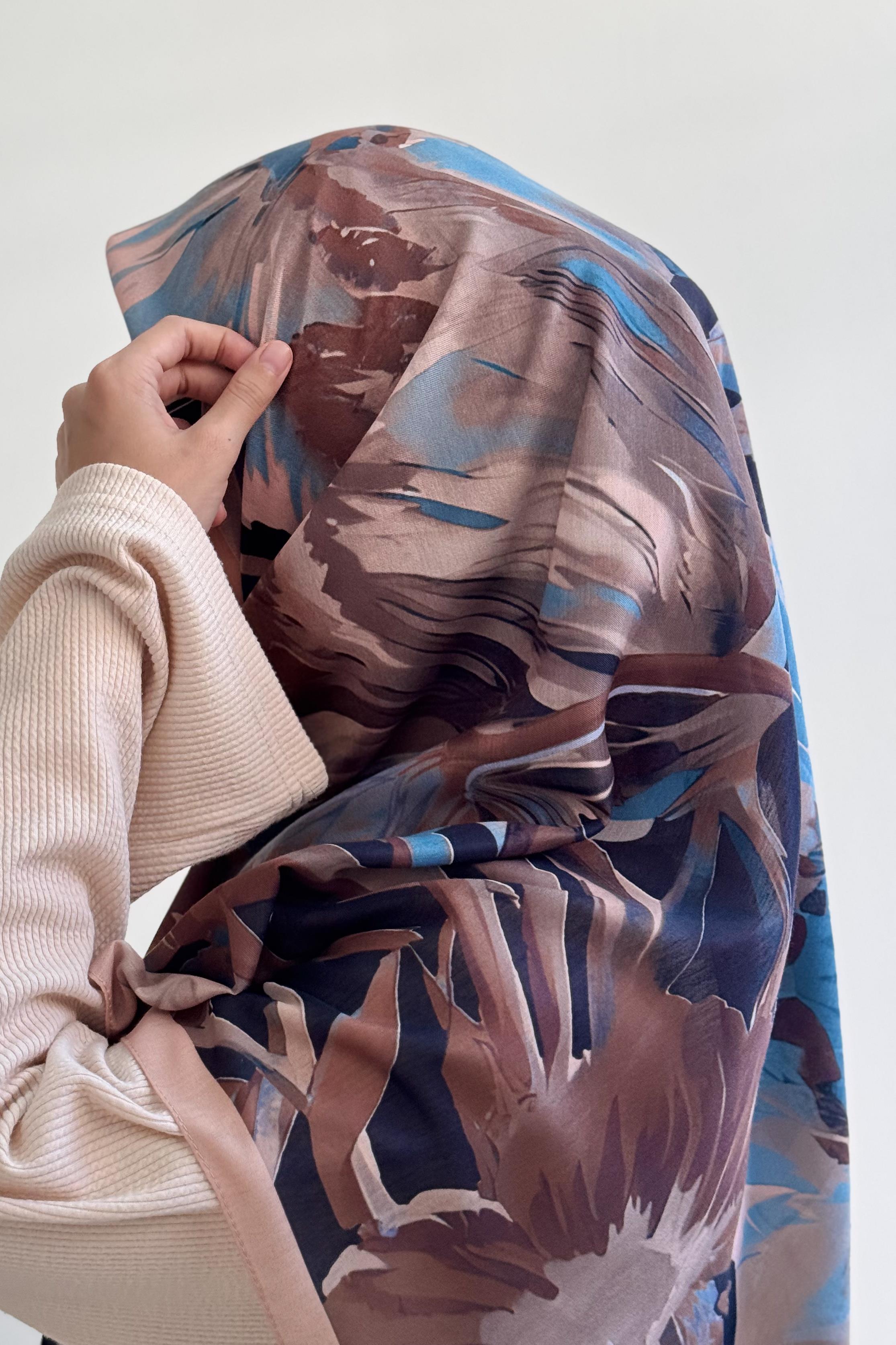 Foulard en coton imprimé Aden couleur café doux léger