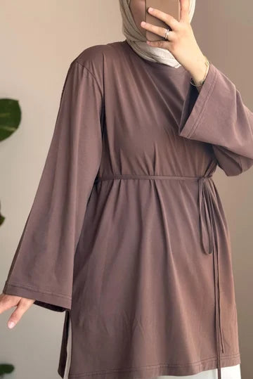 T-shirt long basique en coton penye vert pistache clair. confortable