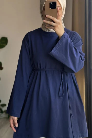 T-shirt long basique en coton penye vert pistache clair. confortable