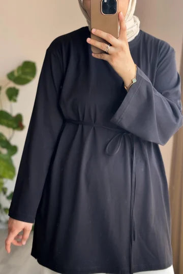 T-shirt long basique en coton penye vert pistache clair. confortable