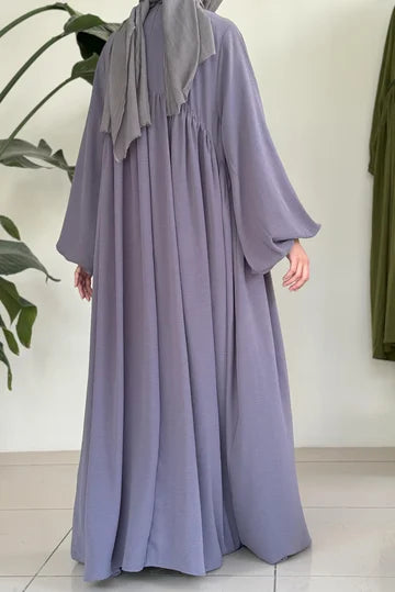 abaya Élégante en Crêpe Aerobin, Coupe Ample et Confortable, Brun Roux Chic