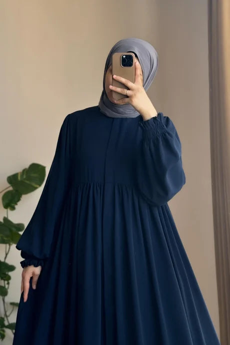 Abaya  Élégante – Fluide avec Manches Bouffantes, Chic et Modeste pour le Quotidien