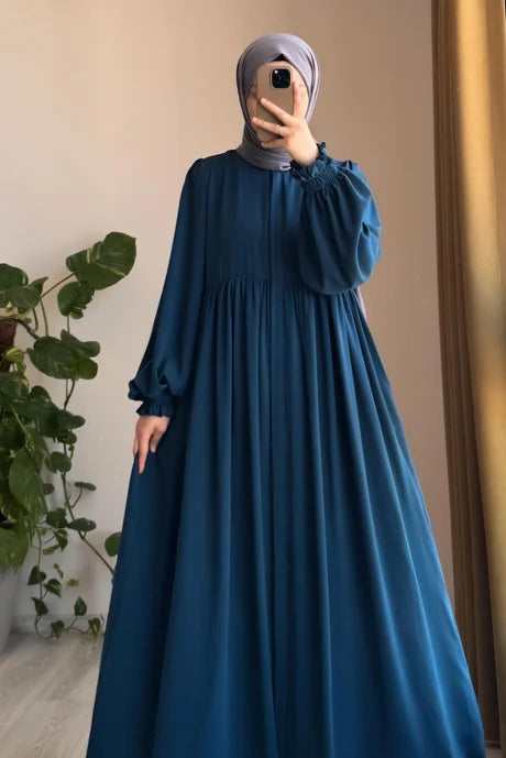 Abaya  Élégante – Fluide avec Manches Bouffantes, Chic et Modeste pour le Quotidien