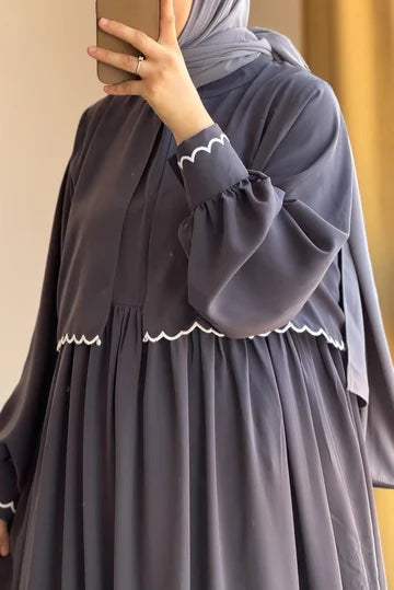 Ensemble Veste Brodé Soie Égyptienne Robe Longue Chic Femme Moderne Tabac