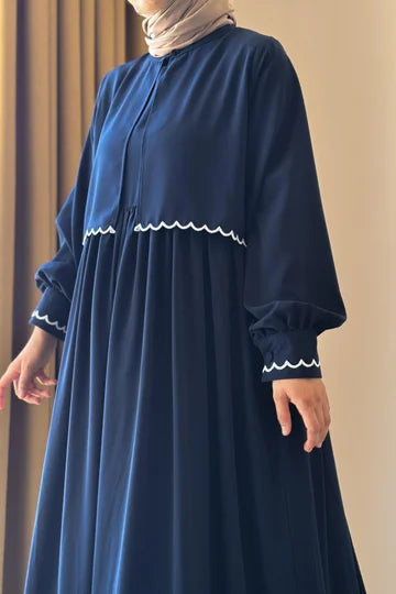 Ensemble Veste Brodé Soie Égyptienne Robe Longue Chic Femme Moderne Tabac