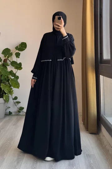 Ensemble Veste Brodé Soie Égyptienne Robe Longue Chic Femme Moderne Tabac