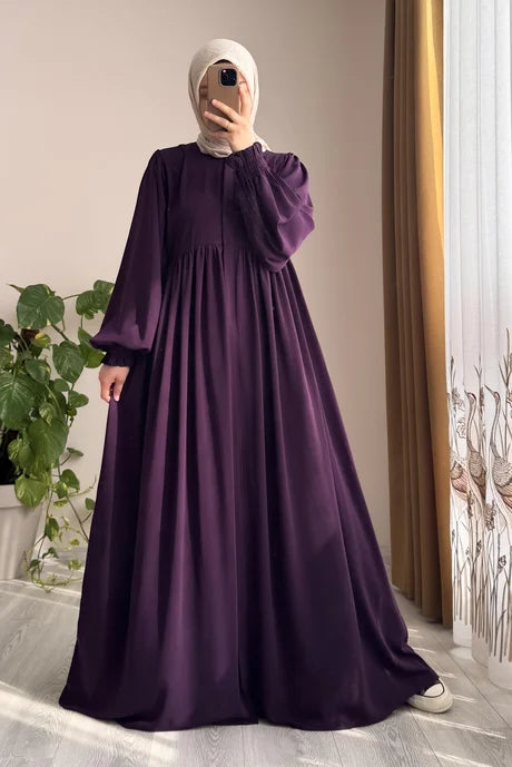 Abaya  Élégante – Fluide avec Manches Bouffantes, Chic et Modeste pour le Quotidien