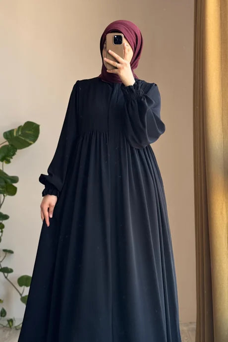 Abaya  Élégante – Fluide avec Manches Bouffantes, Chic et Modeste pour le Quotidien