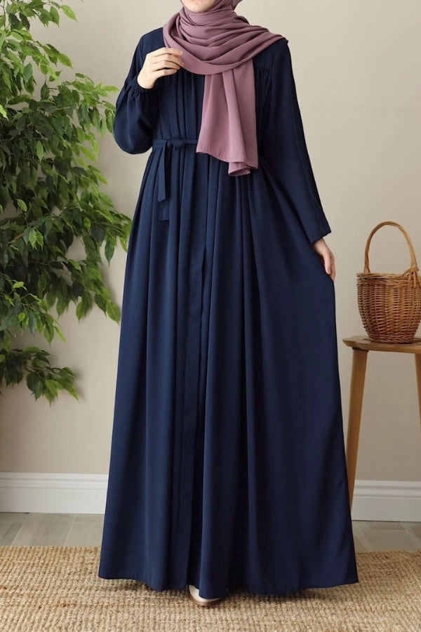 Ferace ample à empiècements robalés en soie acajou foncé