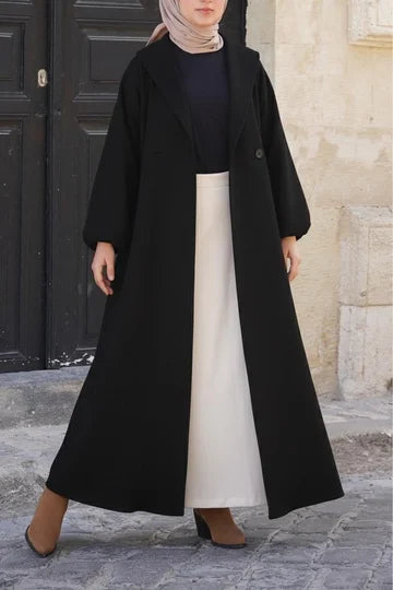 Élégant Manteau Long Col Châle Aspect Cachemire Beige