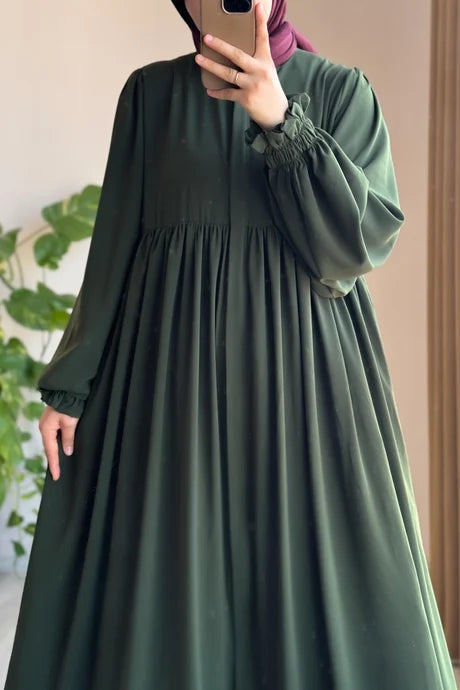 Abaya  Élégante – Fluide avec Manches Bouffantes, Chic et Modeste pour le Quotidien