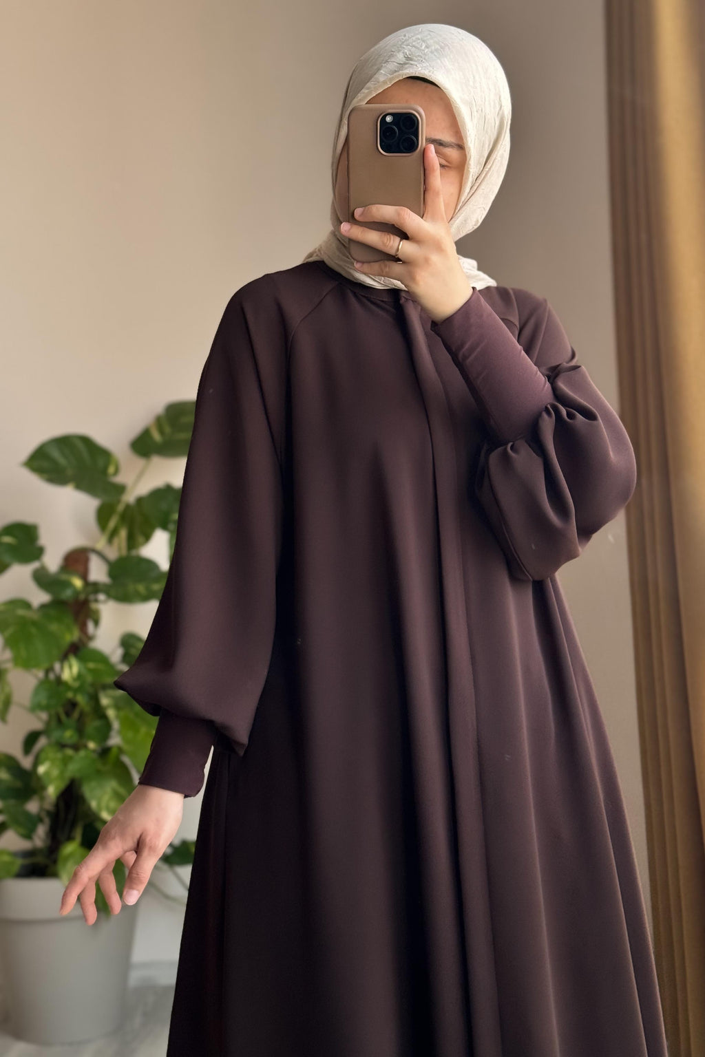 Ferace Sendy à manches longues en crêpe, ceinture amovible, poches