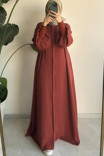 abaya  Sendy Élégante Manches Longues Crêpe Importé | Confort Modeste Polyvalent