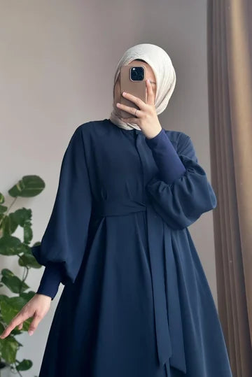 abaya  Sendy Élégante Manches Longues Crêpe Importé | Confort Modeste Polyvalent