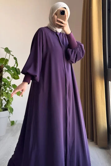 abaya  Sendy Élégante Manches Longues Crêpe Importé | Confort Modeste Polyvalent