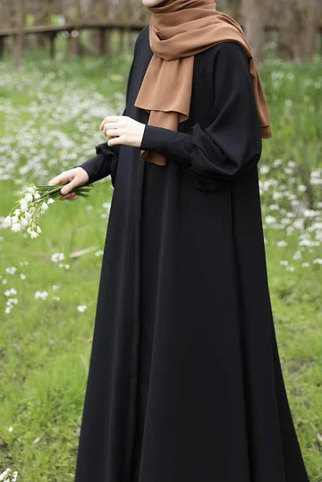 abaya  Sendy Élégante Manches Longues Crêpe Importé | Confort Modeste Polyvalent