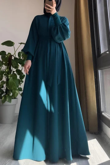 abaya  Sendy Élégante Manches Longues Crêpe Importé | Confort Modeste Polyvalent