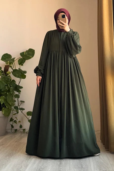 Abaya  Élégante – Fluide avec Manches Bouffantes, Chic et Modeste pour le Quotidien