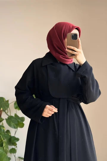 Ensemble trench long et pantalon vert pistache en crêpe