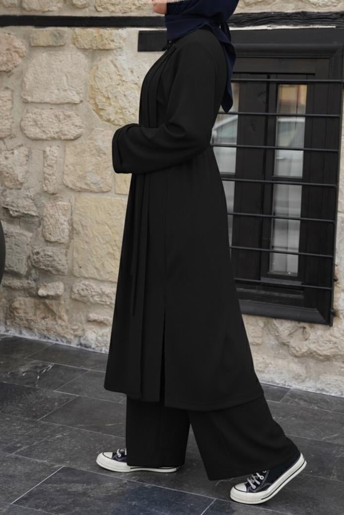 Pantalon en tricot extensible coupe droite taille élastique confort moderne