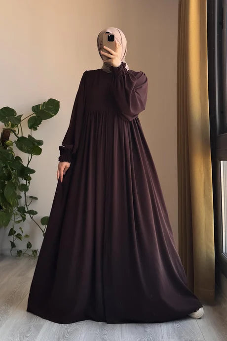 Abaya  Élégante – Fluide avec Manches Bouffantes, Chic et Modeste pour le Quotidien