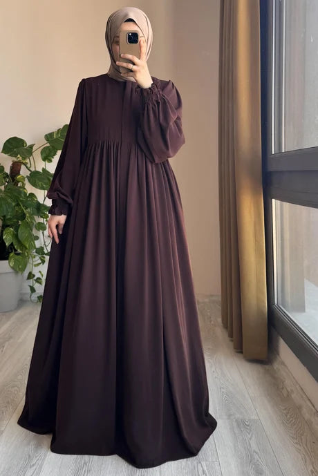 Abaya  Élégante – Fluide avec Manches Bouffantes, Chic et Modeste pour le Quotidien